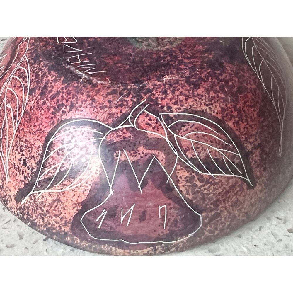 Signed Zebede Stone Trinket Soap Dish Engraved Lotus Handcrafted Mauve Purple - Picture 6 of 10